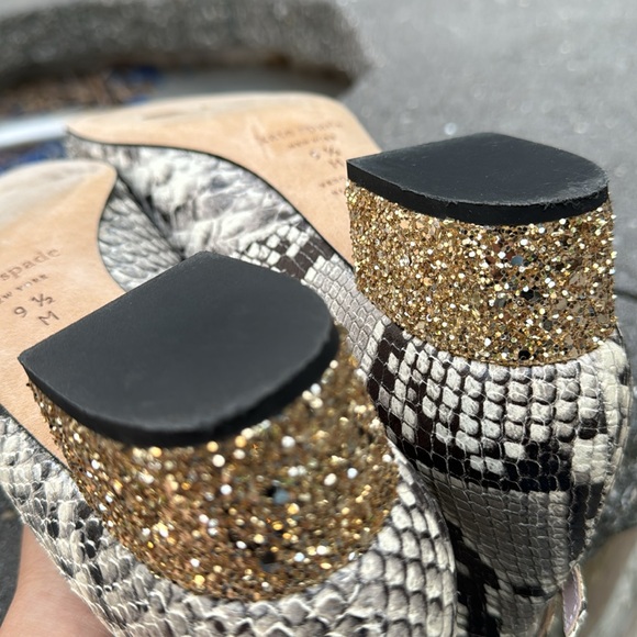 Kate Spade Made in Italy Snakeskin Leather Glitter Heels Ankle Strap Pumps - 9.5 - Picture 11 of 16